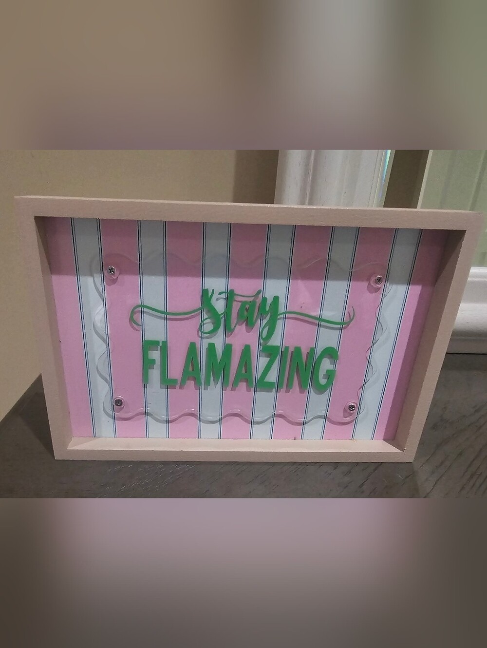 'Stay Flamazing' Pink & Green Decorative Sign